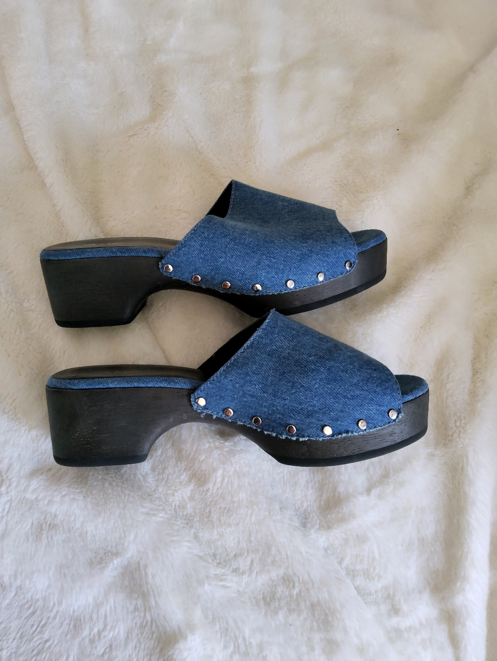 Rag & Bone Blue Denim Platform Clogs
